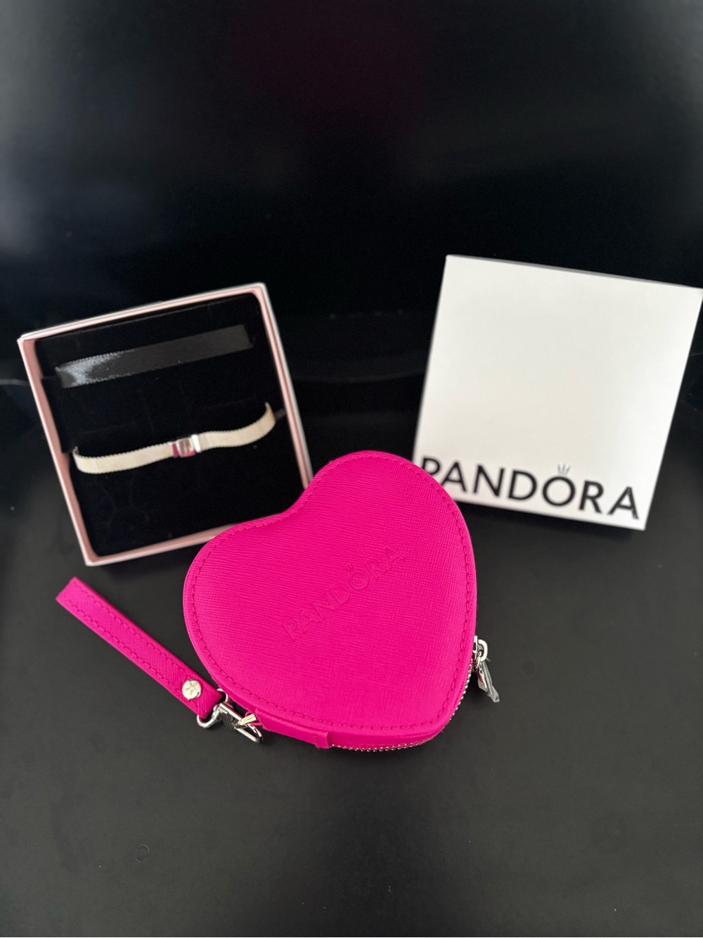 Pandora Reflexions Mesh Bracelet Sterling Silver + Pink Heart Case